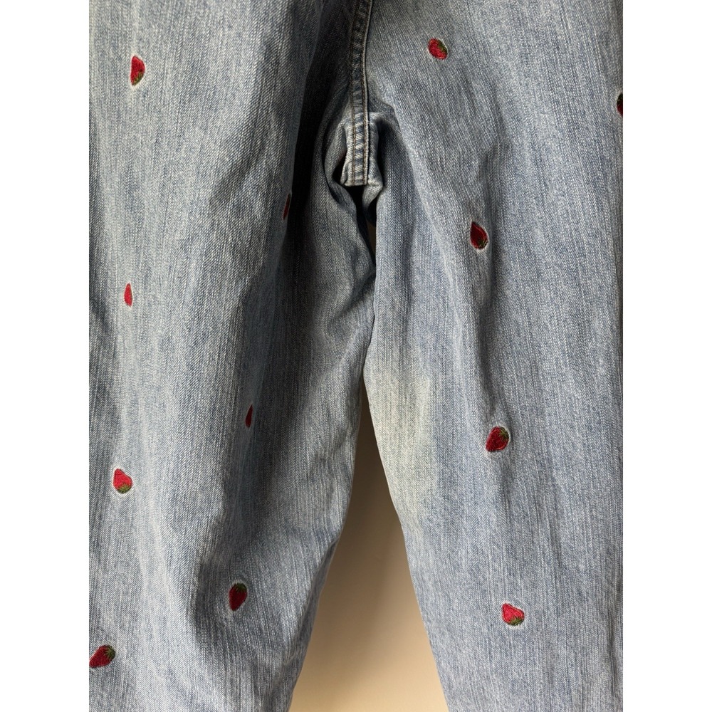 Vintage CJ Banks Strawberry Embroidered Jeans Cottagecore Fairycore Crop 20W - Picture 6 of 9